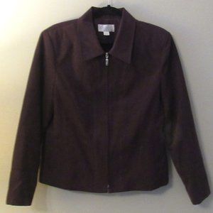 Conrad C Collection Faux Suede Plum Zip Up Jacket